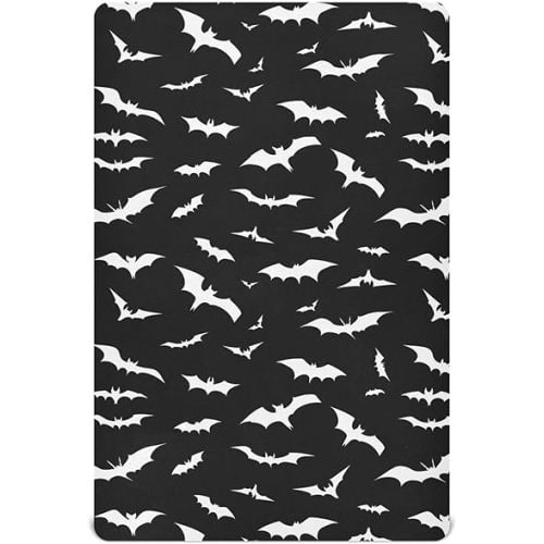 Baby Crib Sheet Bats Black Halloween Crib Mattress for Boys and Girls Playard Sheet Soft Breathable Fitted Baby Mattress Cover 52x28in