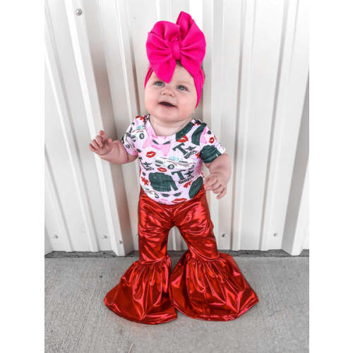 Red metallic Bell pants – Leopardbaby Boutique