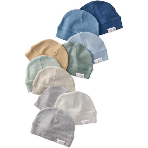 Charlie 10-Pack Caps 100% Organic Cotton Beanie Hats for Newborn and Baby Girls, Boys, Unisex​