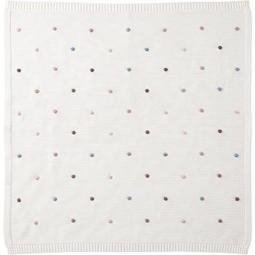 Cotton Baby Blanket Colorful Popcorn Dot Knit 110x80cm White