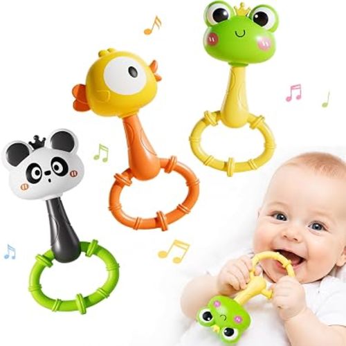 keefun Baby Rattles Maracas Set, Infant Sensory Teething Toys 0-6-12 Months