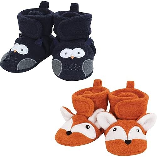 Hudson Baby Unisex Baby Animal Fleece Booties 2-Pack