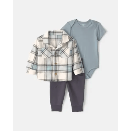 Baby Boy 3-Piece Plaid Fleece Layering Set - Green | Carter's