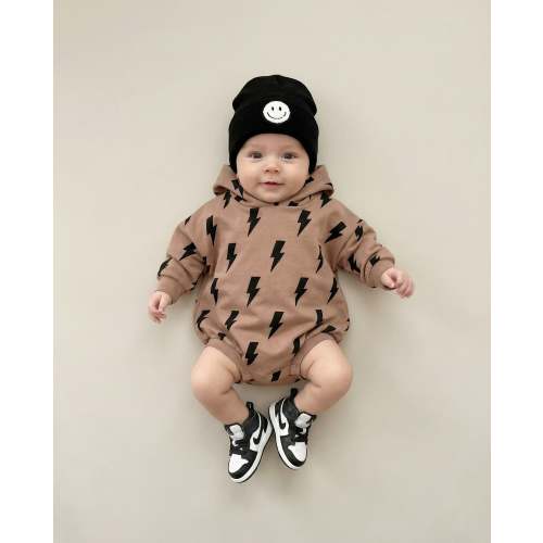 Hooded Bubble Romper | Mocha Bolts
