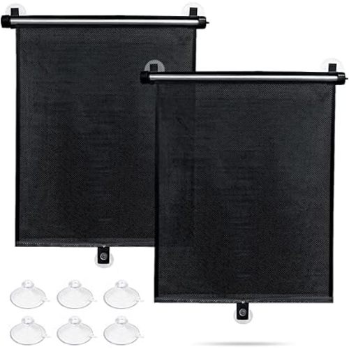 Sfee Car Window Shade for Side Windows, 2 Pack Sun Shade Retractable for Car Blocks Heat and UV Rays Glare Protection Roller Sunshade Visor for Baby, Kids, Pets, Passengers