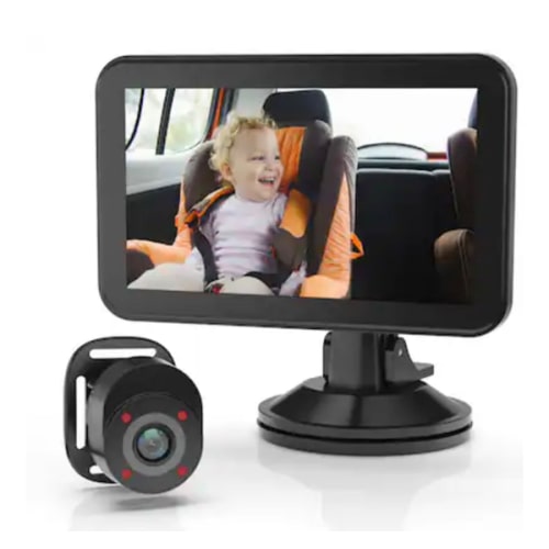 Rexing - BC500 In-Car Baby Cam with Monitor – HD 1080p & Infrared Night Vision - Black