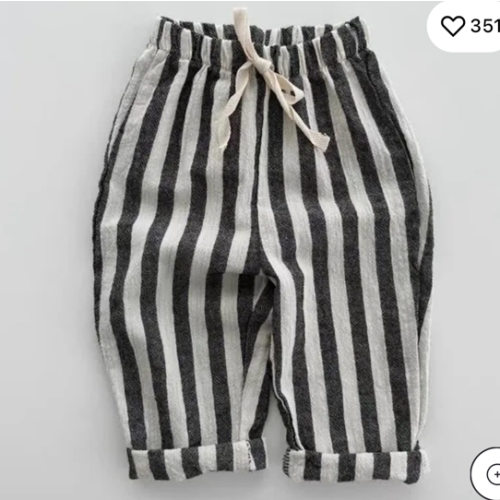 Baby Striped Drawstring Casual Pants