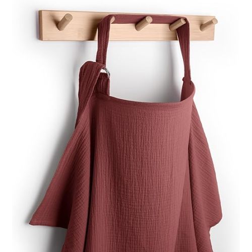 Comfy Cubs Muslin Nursing Cover, Pack of 1, 100% Muslin Breastfeeding Cover - Soft & Breathable Baby Nursing Scarf with Adjustable Neck Strap - Portable, Lightweight & Privacy Coverage - Wine