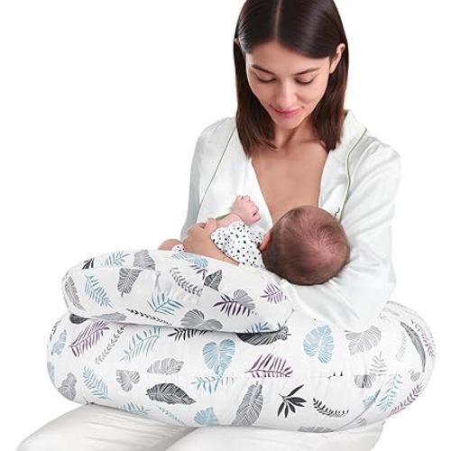 AMASKY Nursing Pillow for Breastfeeding and Bottle Feeding, Ergonomic Support for Mom and Baby, Removable Washable Cover(Milky White), Pallet of Product