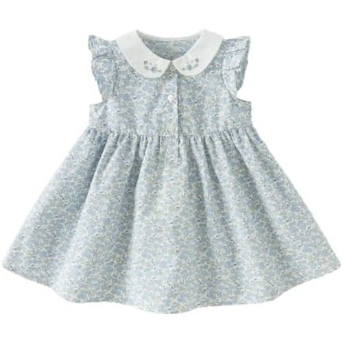 DAVE&BELLA Toddler Girl Boho Dress Sleeveless Floral Princess Dress Baby Kids Beach Holiday Sundress Playwear Summer Outfits