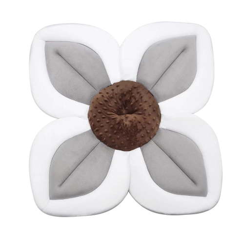 Baby Bath Pad for Infant Newborn | Soft Flower 4 Petals for Sink Bathtub Essentials Shower Gift (gray)