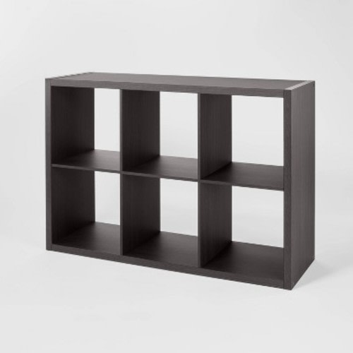 13'' 6 Cube Organizer Black Oak - Brightroom™: Decorative Bookshelf, Cubby Storage, 13" System, MDF & Particle Board