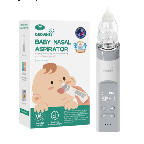 GROWNSY Nasal Aspirator for Baby, Electric Baby Nose Sucker with Larger Suction Chamber and More Powerful Suction, Automatic Nose Cleaner with Music and Light Soothing Function