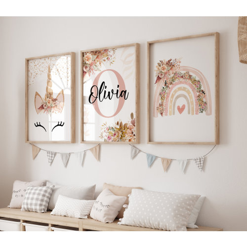 Boho Unicorn Prints, Unicorn Decor, Nursery Wall Art, Rainbow Wall Decor, Girl Nursery Wall Decor, Neutral Nursery Art, Unicorn Prints