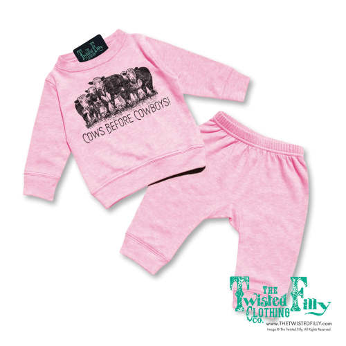 Cows Before Cowboys - Infant Two Piece Outfit - Assorted Colors | The Twisted Filly – The Twisted Filly Clothing Co.