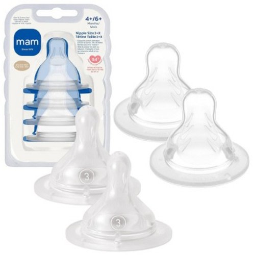MAM Silicone Baby Bottle Nipple - Fast Flow & Extra Fast Flow - 4pk: Compatible With MAM Bottles