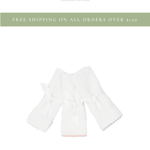 Pixie Lily Burp Cloth - Blue Crochet Trim