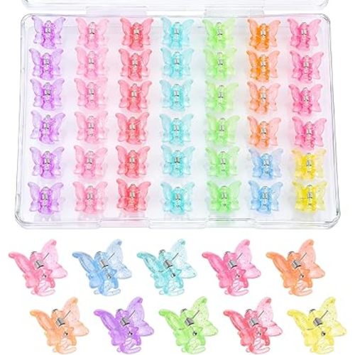 80Pcs Butterfly Hair Clips for Girls, 0.6Inch Mini Hair Clips In 10 Colors - 90s outfits for women - Small Barrettes Hair Accessories For Girls Toddlers kids With Storage Box, Tiny Claw Clips Bulk