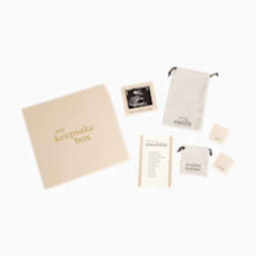 Pearhead Baby Keepsake Box Set - Beige Striped Keepsake Box, Classic, 10" X 10"