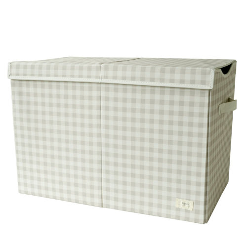 3 Sprouts - Recycled Fabric Storage Chest with Lid - Gingham Beige | Wayfair