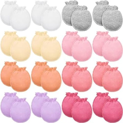 16 Pairs Newborn Baby Cotton Mittens No Scratch Gloves Unisex Newborn Mittens for baby Boys Girls 0-6 Months