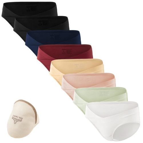 Angelhood Cotton Maternity Underwear Under Bump, Healthy Pregnancy Panties Postpartum Underwear Multi-Pack with Laundry Bag