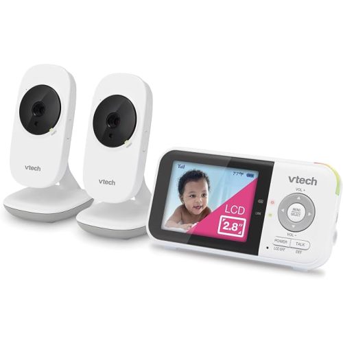 VTech Baby Monitor No WiFi with 2 Cameras – 19-Hour Battery, Patrol Mode for Twins & Two Rooms, 1000ft Range, Auto Night Vision, Two-Way Talk, Temperature Sensor | VM819-2
