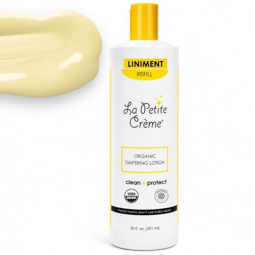 La Petite Creme Premium Diapering Lotion, Liniment Diaper Rash Cream, 20 oz | Diaper Cream, Moisturizer & Skin Cleanser, Baby Lotion, Alternative to Baby Wipes, USDA Certified, Organic Ingredients