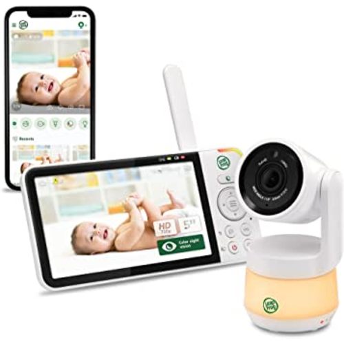 LeapFrog Moniteur vidéo pour bébé LF925HD 1080p WiFi accès à distance 360 degrés panoramique et inclinable avec écran haute définition 720p de 5 pouces, veilleuse, vision nocturne en couleur (blanc