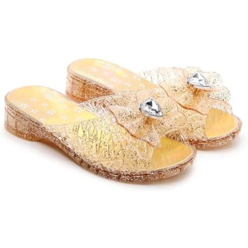 Girls Jelly Sandals Slides Frozen Inspired Elsa Flats Princess Dress Shoes Toddler Slippers Snow Queen Jellies Birthday Costumes Slip On