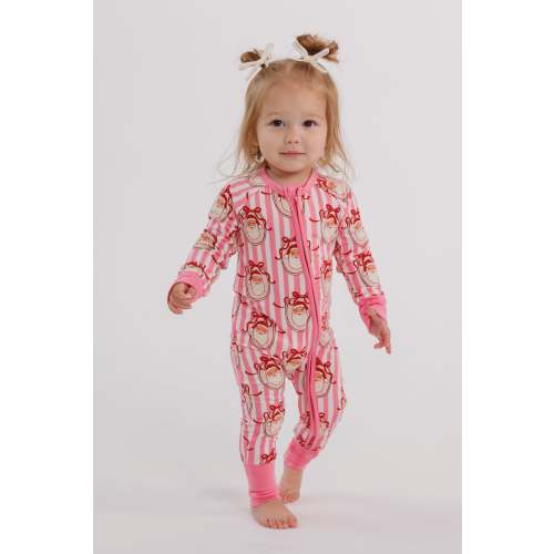 Pink Santa Claus Lane Zipper Romper