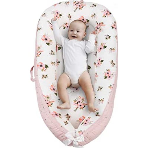 Parkside Wind Baby Lounger Cover Portable Newborn Lounger Seat Cover, Reversible Infant Nest, Durable and Machine Washable, Adjustable Lounger for Babies(Pink Flower)
