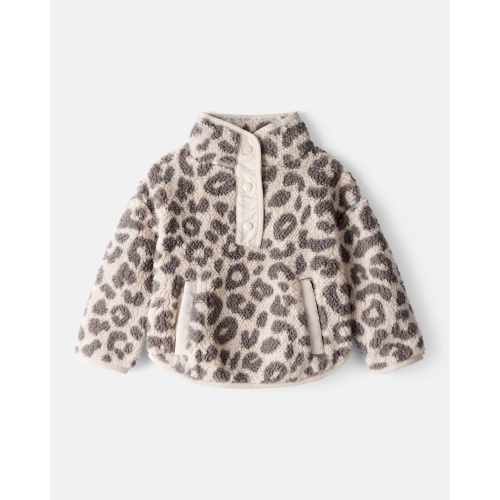 Baby Girl Cheetah Sherpa Quarter-Zip Pullover - Brown - Carter's | Carter's