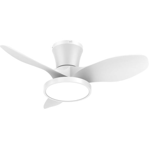 ocioc Quiet Ceiling Fan with LED Light DC motor 32 inch Large Air Volume Remote Control White for Kitchen Bedroom Dining room Patio