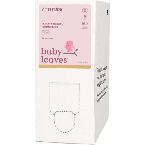 ATTITUDE Baby Laundry Detergent Liquid, EWG Verified, Safe for Baby Clothes, Infant, Newborn, Vegan, Naturally Derived Washing Soap, HE Compatible,