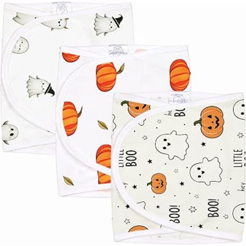 3-Pack Newborn Swaddle Wrap, Halloween Pumpkin Ghost Prints
