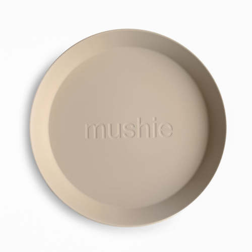 Mushie Baby Round Dinnerware Plates, Set of 2 - Vanilla