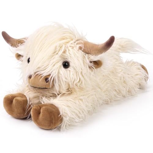 Highland Cow Stuffed Animals, Microwavable Stuffed Animal Adorable Fluffy Highland Cow Plush for Warmth Comfort, Heatable Coolable Lavender Scent Toy, Cute Soft Plushies Gift for Kid Boy Girl & Adult
