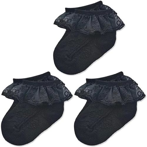 Mini angel Baby Lace Socks Baby Girl Double/Eyelet Lace Ruffle Frilly Socks for Newborn Infant and toddlers Gift Set