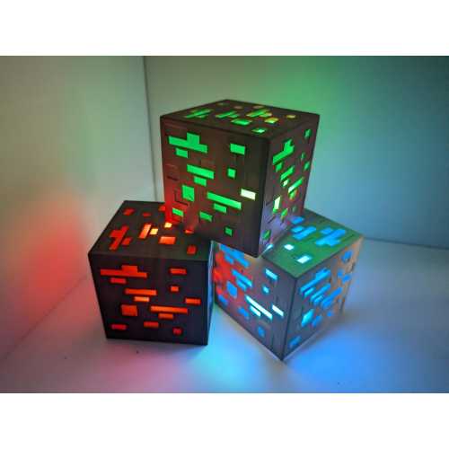 Custom Minecraft Ore Light, Personalized Block Lamp, Gamer Room Decor, LED Night Light for Kids, Desk Accessory, Battery or Wired Options