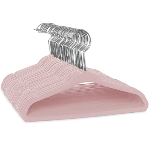Casafield 50 Velvet Baby Hangers - 11" Size for Infant & Toddler Clothes - Light Pink