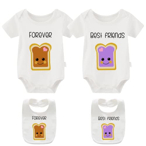 YSCULBUTOL Baby Twins Bodysuit Perfect Together Best Friend Newborn Romper Toddler Unisex Twin Outfit