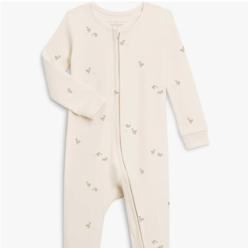 Colored Organics Baby Zip-Up Footed Sleeper with 2-Way Zipper - Newborn Organic Cotton Pajamas