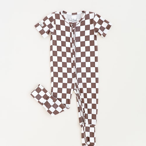 Rad Toddler Bronze Checkered Bamboo Onesie