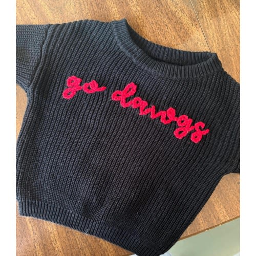 Hand Embroidered Kid's UGA Sweater