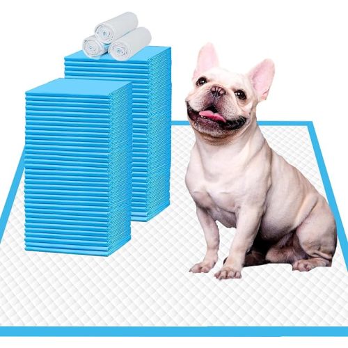 Puppy Pads 22"x23" 100 Count | 6-Layer Leak-Proof & Super Absorbent Dog Training Pads | Disposable Potty Pads for Puppies, Dogs, Cats & Rabbits | Blue & White
