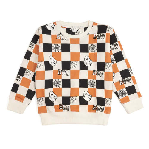 Sweet Wink - Boo Checkered Halloween Sweatshirt - Natural - Sweet E's Children's Boutique