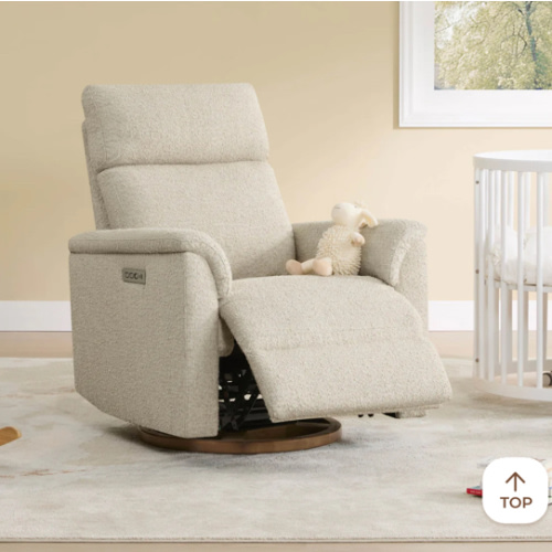 Lulla Power Swivel Nursery Glider Recliner with Power Headrest and Nightlight