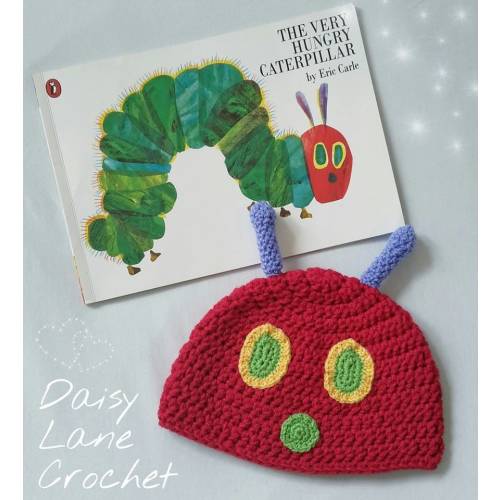 The Very Hungry Caterpillar Crochet Hat - baby, kids and adult sizes, Book costume