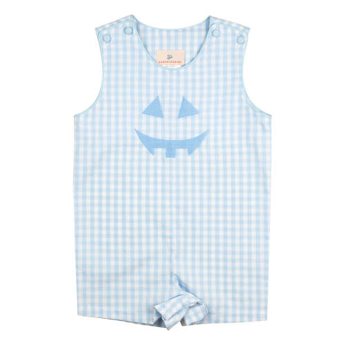 Jack-O-Lantern Applique Gingham Shortall